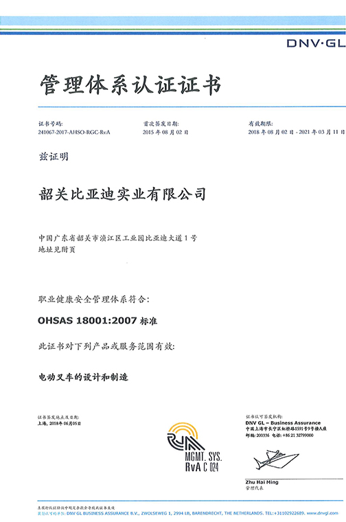 泰州市OHSAS 180012007 证书_00